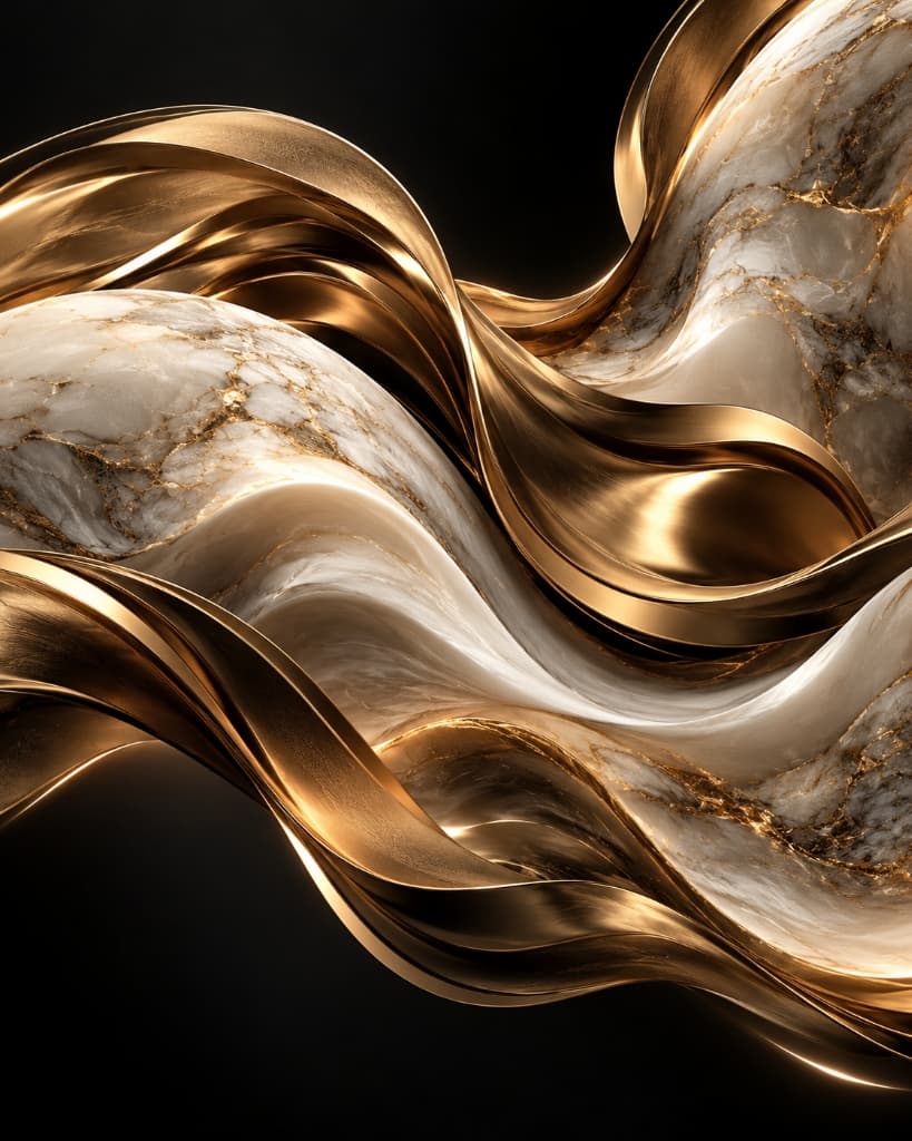 Gilded Fluidity: The Marble Cascade